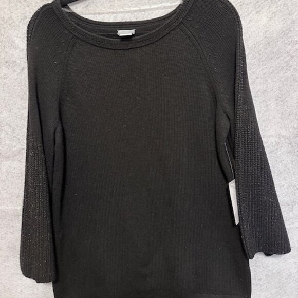 New, Unworn Ladies Long Black Sweater with Bell Sleeves Chicos size Large US - Picture 1 of 7